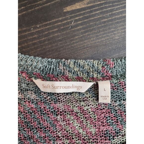 Soft Surroundings Knit Lightweight‎ Sweater Top Tunic Large Pink and Green - Picture 6 of 6
